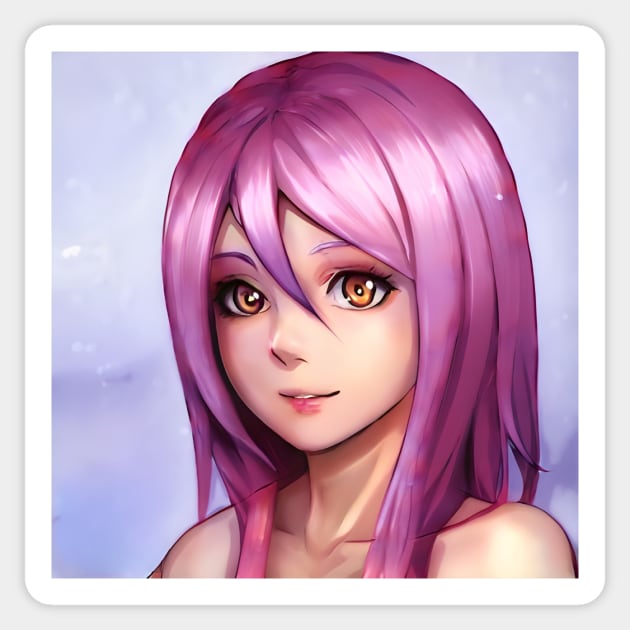Purple hair cosplay anime girl Sticker by animegirlnft